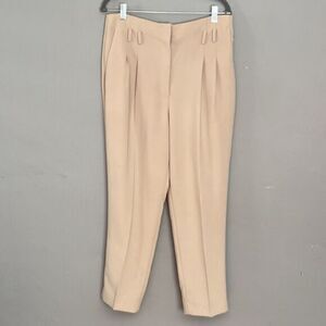 Express Womens Ankle High-Rise‎ Paperbag Trouser Pants Size 12 Beige Work Career